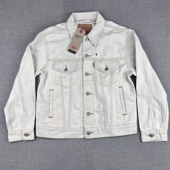Levis Womens Ex-Boyfriend Trucker Jacket With Floral Back Embroidery Small, Whit - Picture 11 of 15
